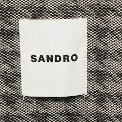 Sandro Black/Off White Houndstooth Knit Cardigan L