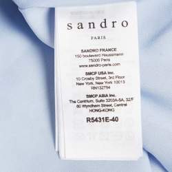 Pre Owned Sandro Blue Corded Lace Semi Sheer Midi Dress M