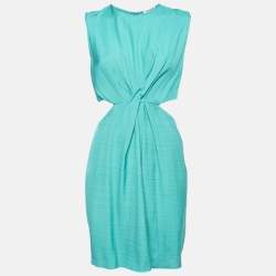 Sandro Green Crepe Cut-Out Sleeveless Mini Dress L