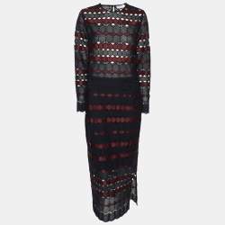 Sandro Blue/Burgundy Guipure Lace Skirt and Top Set S