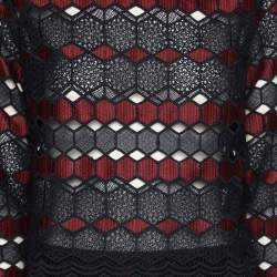 Sandro Blue/Burgundy Guipure Lace Skirt and Top Set S