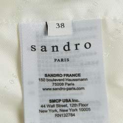 Sandro Off-White Wool Blend Double Breasted Tuxedo Blazer M
