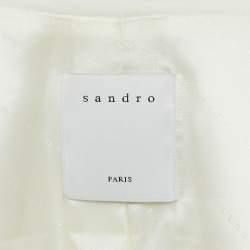 Sandro Off-White Wool Blend Double Breasted Tuxedo Blazer M
