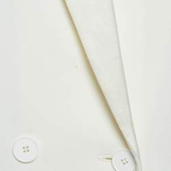 Sandro Off-White Wool Blend Double Breasted Tuxedo Blazer M