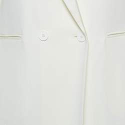 Sandro Off-White Wool Blend Double Breasted Tuxedo Blazer M