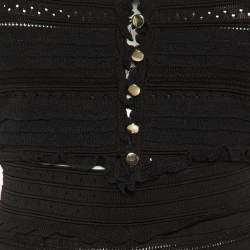 Pre Owned Sandro Black Crochet Knit Crop Top & Pants Set S