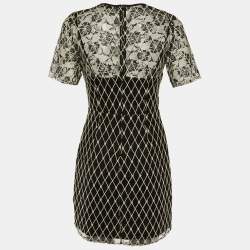 Pre Owned Sandro Black Embroidered Lace Knee Length Dress M
