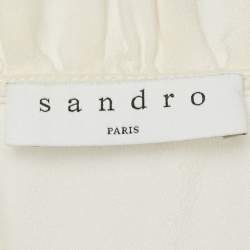 Sandro Off-White Silk Ruffled Tie-Up Neck Detail Blouse L