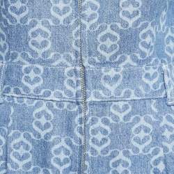Sandro Blue Monogram Print Denim Jumpsuit S