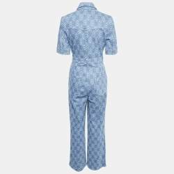 Sandro Blue Monogram Print Denim Jumpsuit S