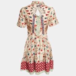 Pre Owned Sandro Pink Beige Floral Print Silk Open Back Mini Dress S