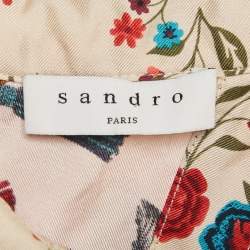 Pre Owned Sandro Pink Beige Floral Print Silk Open Back Mini Dress S