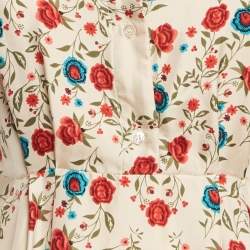 Pre Owned Sandro Pink Beige Floral Print Silk Open Back Mini Dress S