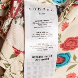 Pre Owned Sandro Pink Beige Floral Print Silk Open Back Mini Dress S