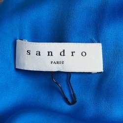 Sandro Navy Blue Floral Print Crepe Layered Midi Dress M