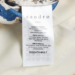 Pre Owned Sandro Blue/Pink Floral Print Silk Mini Dress S