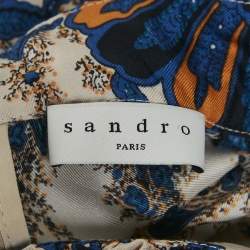 Pre Owned Sandro Blue/Pink Floral Print Silk Mini Dress S