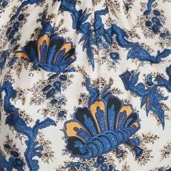 Pre Owned Sandro Blue/Pink Floral Print Silk Mini Dress S