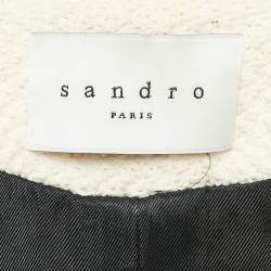 Sandro White Tweed Striped Hook Front Jacket M