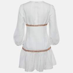 Pre Owned Sandro White Ramie Tiered Mini Dress M