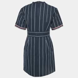 مملوكة مسبقًا Sandro Blue Striped Cotton Blend Mini Dress L