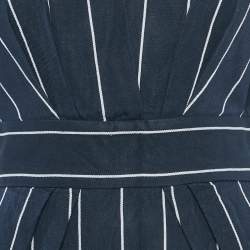 مملوكة مسبقًا Sandro Blue Striped Cotton Blend Mini Dress L