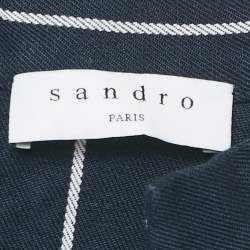 مملوكة مسبقًا Sandro Blue Striped Cotton Blend Mini Dress L