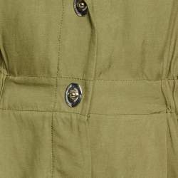 Sandro Khaki Green Linen Blend Turnlock Button Playsuit S