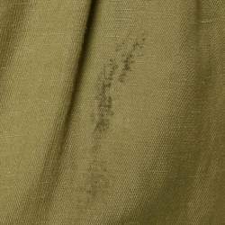Sandro Khaki Green Linen Blend Turnlock Button Playsuit S