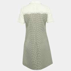 Pre Owned Sandro Black/White Houndstooth and Lace Emine Mini Dress M