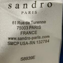 Sandro Blue/White Wool Knit and Chiffon Pleated Top S