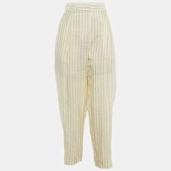 Sandro Ecru Striped Canvas Straight Leg Pants L