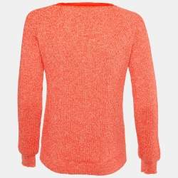 Sandro Orange Heavy Cotton and Polyester Knit Crew Neck Sweater S