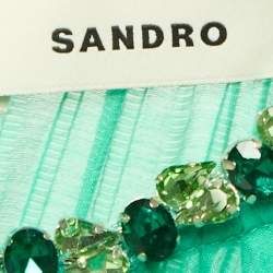 Pre Owned Sandro Green Lyocell Crystal Detail Tiered Long Dress S