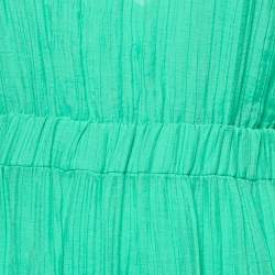Pre Owned Sandro Green Lyocell Crystal Detail Tiered Long Dress S