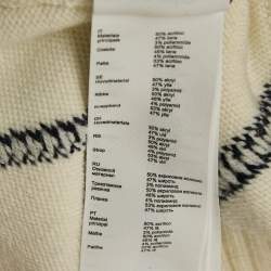 Pre Owned Sandro White Diamond Knit Metal Embellished Cardigan M 