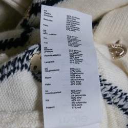 Pre Owned Sandro White Diamond Knit Metal Embellished Cardigan M 