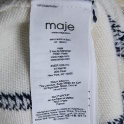 Pre Owned Sandro White Diamond Knit Metal Embellished Cardigan M 