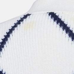 Pre Owned Sandro White Diamond Knit Metal Embellished Cardigan M 