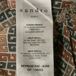 Sandro Multicolor Logo Print Satin Flounce Mini Dress XS