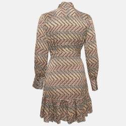 Sandro Multicolor Logo Print Satin Flounce Mini Dress XS