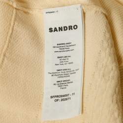 Pre Owned Sandro Cream Ruffled Knit Maxi Dress L