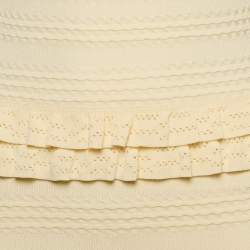 Pre Owned Sandro Cream Ruffled Knit Maxi Dress L