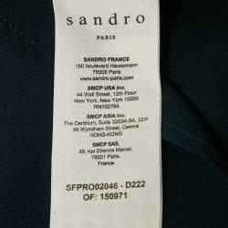 Pre Owned Sandro Navy Blue Polka Dot Print Lurex Crepe Neck Embellish Detail Mini Dress M