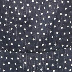 Pre Owned Sandro Navy Blue Polka Dot Print Lurex Crepe Neck Embellish Detail Mini Dress M