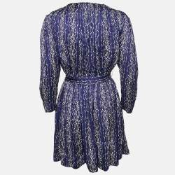 Sandro Blue Striped Satin Mini Dress M