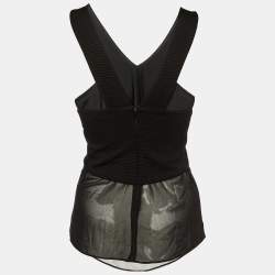 Sandro Black Knit & Chiffon Halter Neck Top S