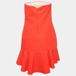 Pre Owned Sandro Orange Textured Jersey Ruffled Mini Dress L
