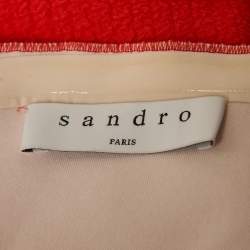 Pre Owned Sandro Orange Textured Jersey Ruffled Mini Dress L