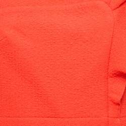 Pre Owned Sandro Orange Textured Jersey Ruffled Mini Dress L